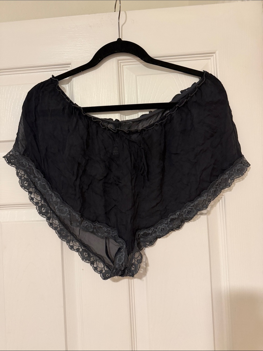 SKIMS Black Lace-Trim Sleep Shorts